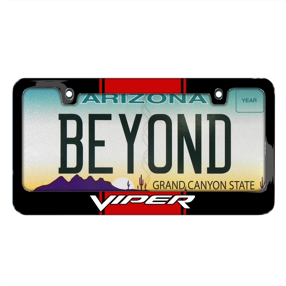 Marco de matrícula de metal negro a rayas Dodge Viper Racing Foto 3 de 4