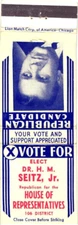 Vote For Dr. H. M. Seitz, Jr., House of Representative Vintage Matchbook Cover