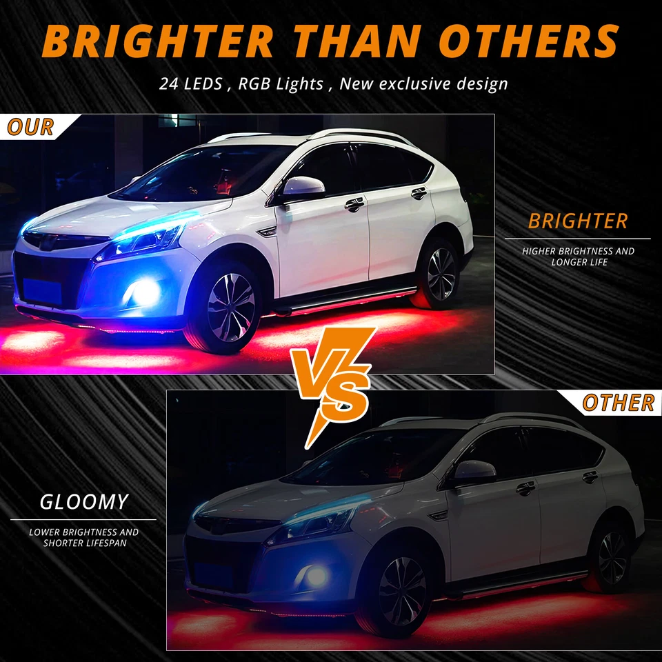 For Suzuki GSXR600 GSXR750 GSXR1000 10 Pods RGB 240 LED Rock Light Underbody Kit - Image 2 of 4