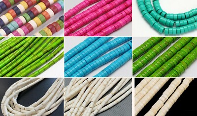 4-13mm Steinperlen Synth. Turquoise Türkise Perlen Heishi Fädelloch 1mm 