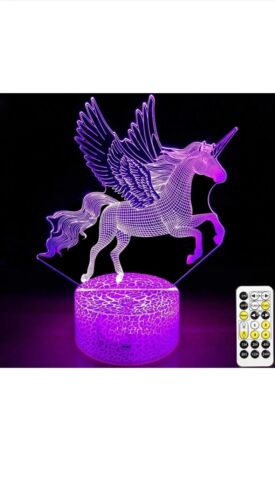 LED Unicorn Night Light 3D Light Lamp 7 Colors Changing Bedside Lamp Focusky - Picture 3 of 3