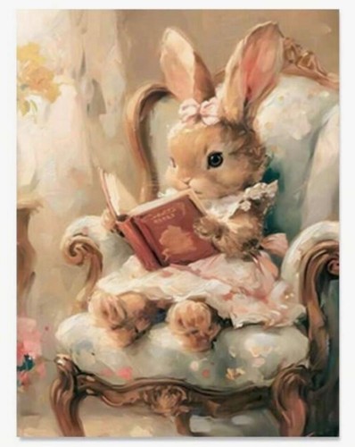 Leinwand Wandbild HASE KANINCHEN LIEST EIN BUCH Auswahl aus 2 Stilen 12 x 16 625 626 - Bild 5 von 5