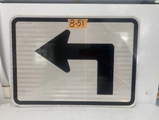 Road Traffic Street Sign Authentic Retired 90 Degree Left 21" X 15". 8-51