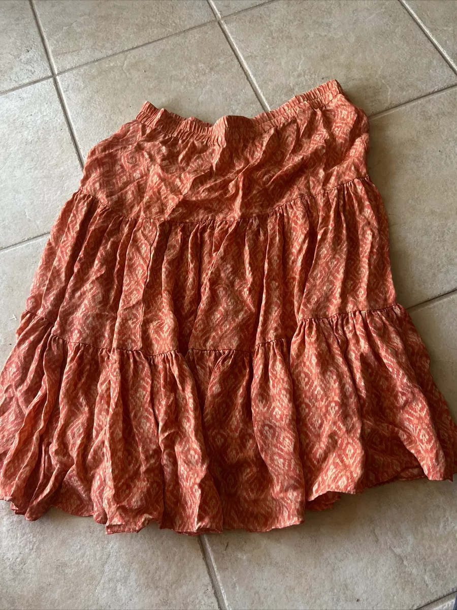 Michael Kors orange ruffle skirt size 12 Z2 eBay