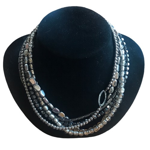 SILPADA - N1936 - Hematite Glass Sterling Silver Necklace / Multi-Strand - Picture 3 of 9