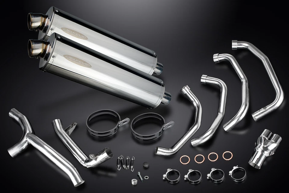 Silenciadores ovalados de acero inoxidable Kawasaki ZX-11 Ninja 1990-2001 escape completo 4-2 18" Foto 3 de 4