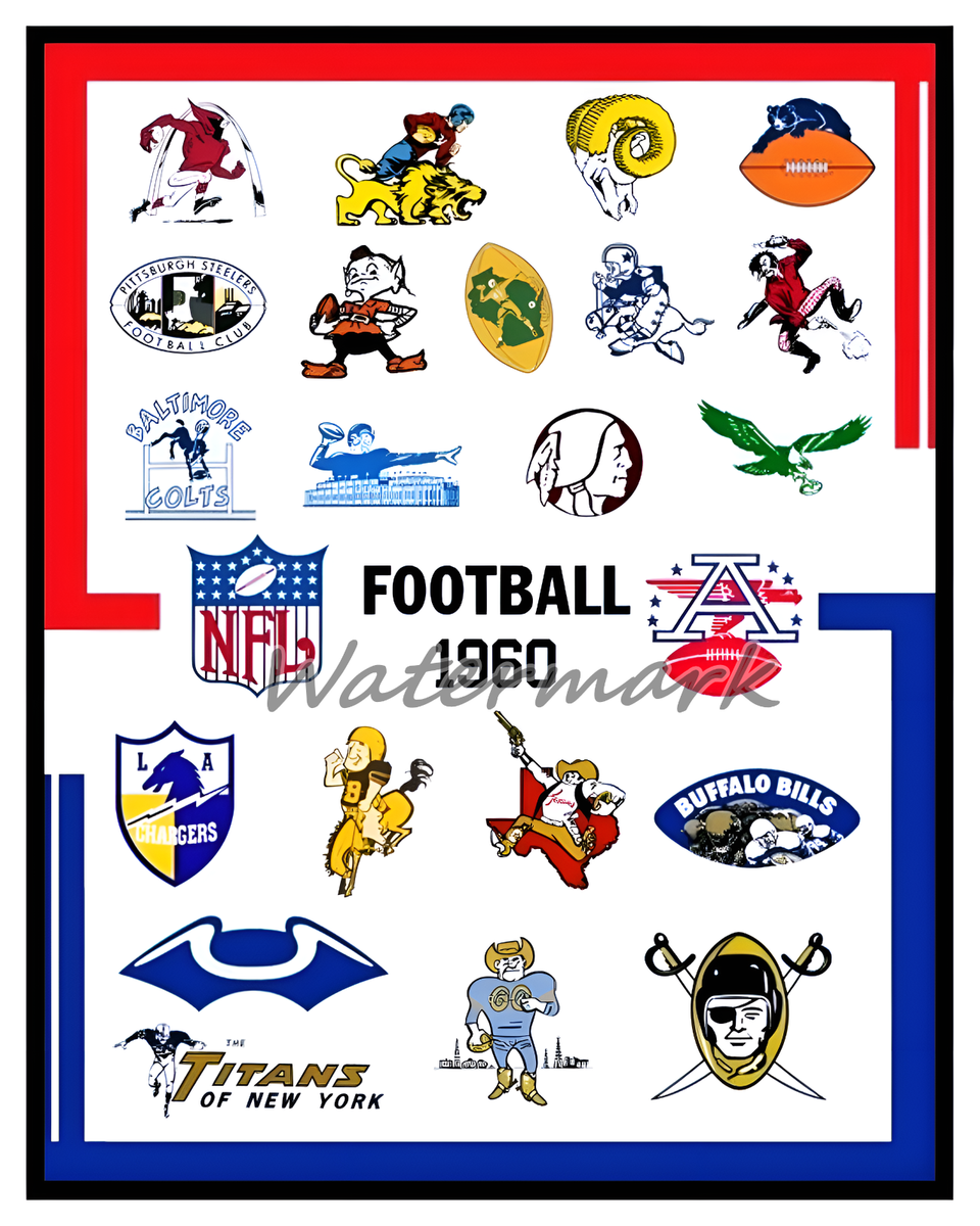 1960 NFL AFL Team Logo's Color REPRINT 8 X 10 Photo Picture | eBay
