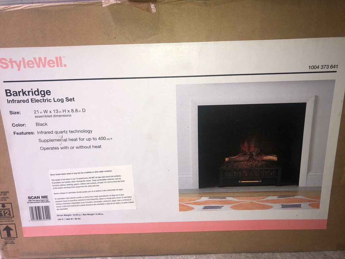 Stylewell Barkridge 20.5 In. Infrared Electric Log Set Heater | eBay
