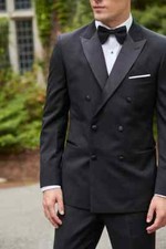 Black Tuxedo 1 on 6 Double Breasted Peak Lapel 80027