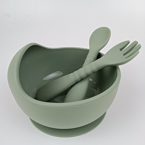 9Pcs BPA-Free Tableware Silicone Newborn Feeding Set,Bibs Spoons Forks Plate etc - Picture 6 of 15