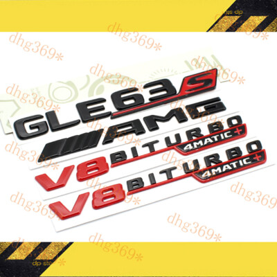 GLE63S AMG V8BITURBO Aufkleber Emblems für GLE W166 V167 Glänzend Schwarz-Rot