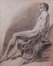 Jean-jacques delusse Disegno Antico Accademia Uomo Nudo David Angers Settecento