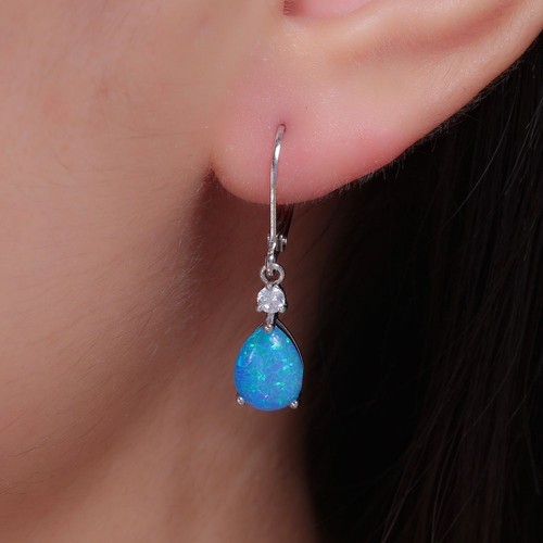 Träne Opal Stein hängen Ohrringe - Träne tropfenbeschichtet Zirkonia Ohrring 1 Paar - Bild 4 von 25