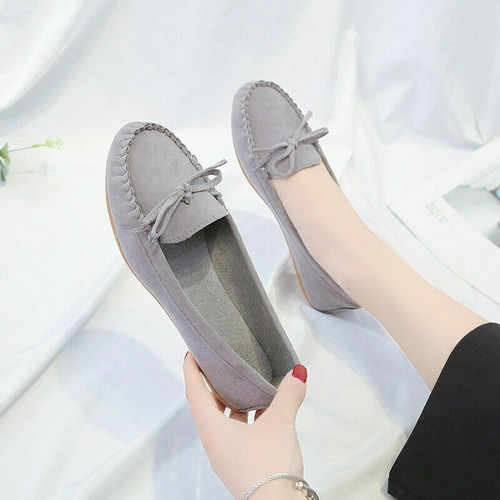 Womens Ladies Bow-Knot Moccasins Slip on Flat Loafers Comfort Boat Shoes Pumps - Foto 27 di 49
