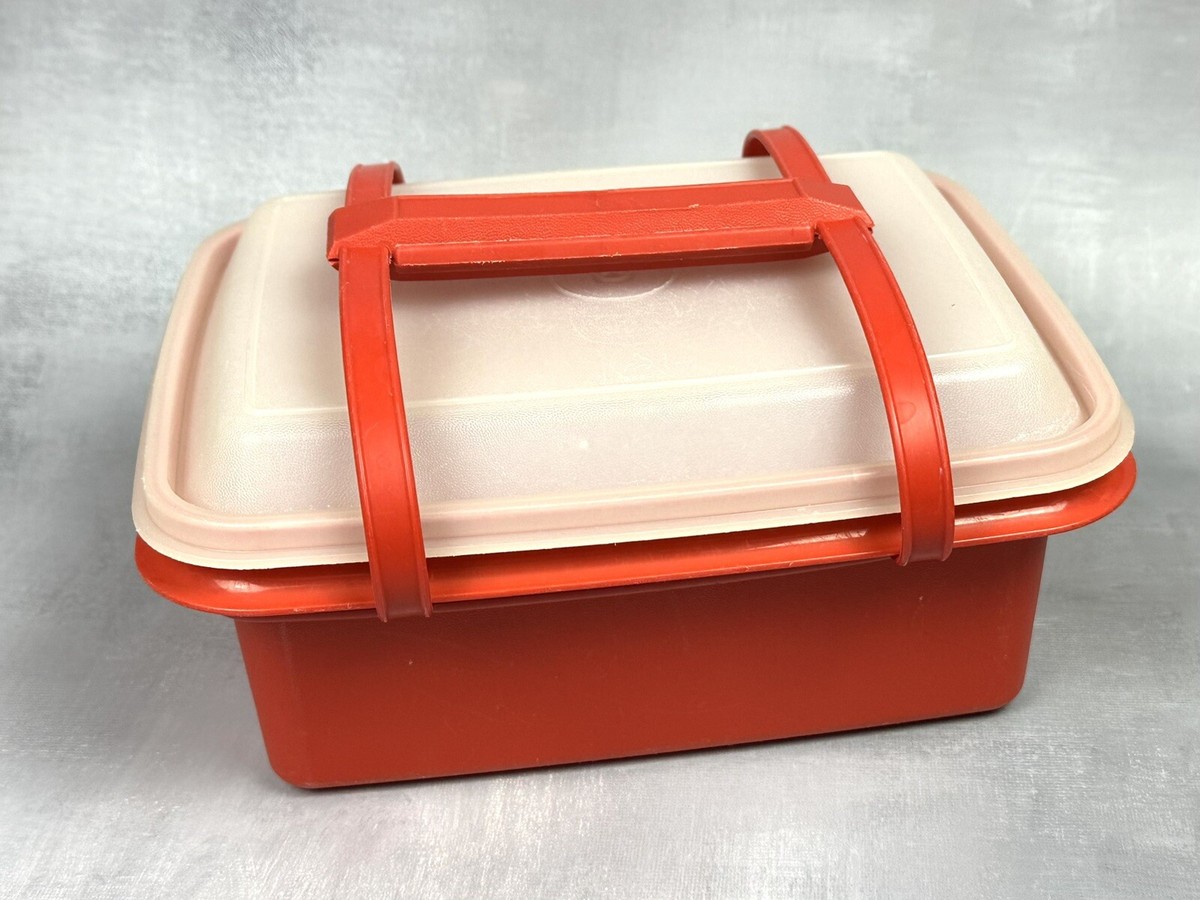 Vintage Tupperware Red Pak N Carry Lunch Box Set with Handle