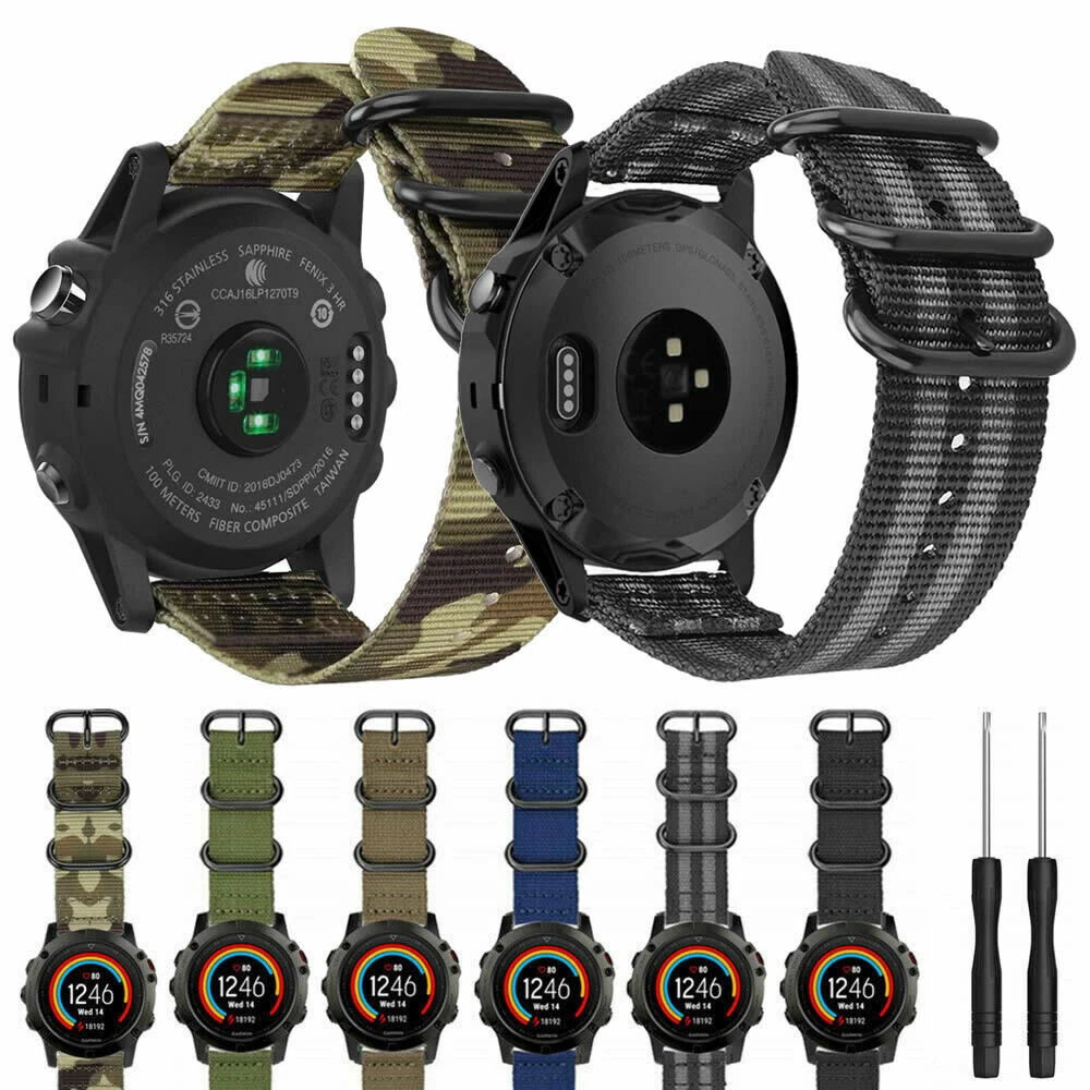 Garmin Fenix 3/Fenix 5 5X/5S Plus Watch Woven Nylon Band Strap Sport  20/22/26mm