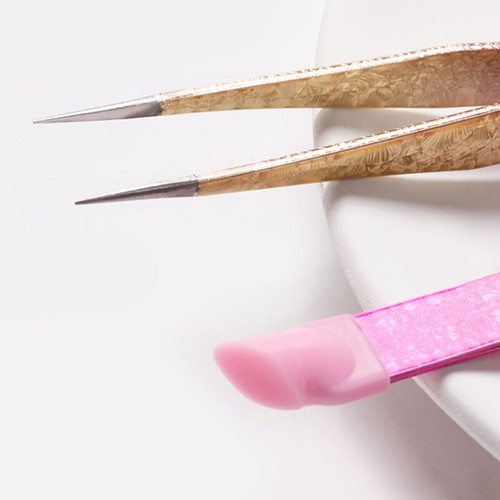 Doppelendige Nailart Pinzette mit Silikon Presskopf für Frauen - Bild 3 von 10