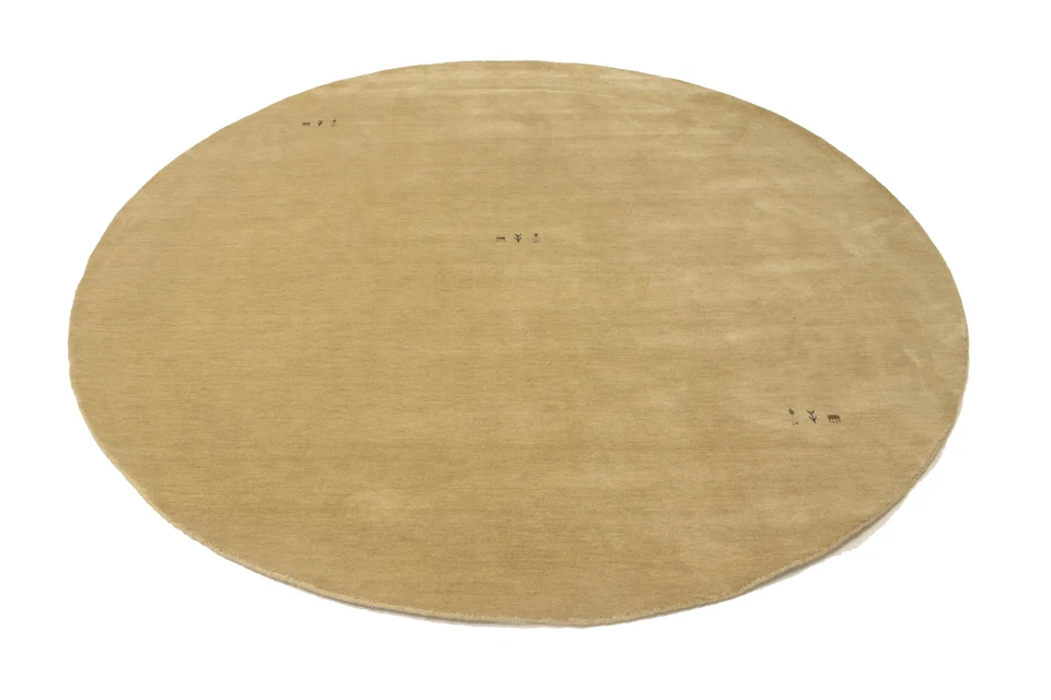 Tribal Beige Pictorial Design Gabbeh Rug Modern Round Wool Area Carpet 8X8 ft - Image 2 of 4