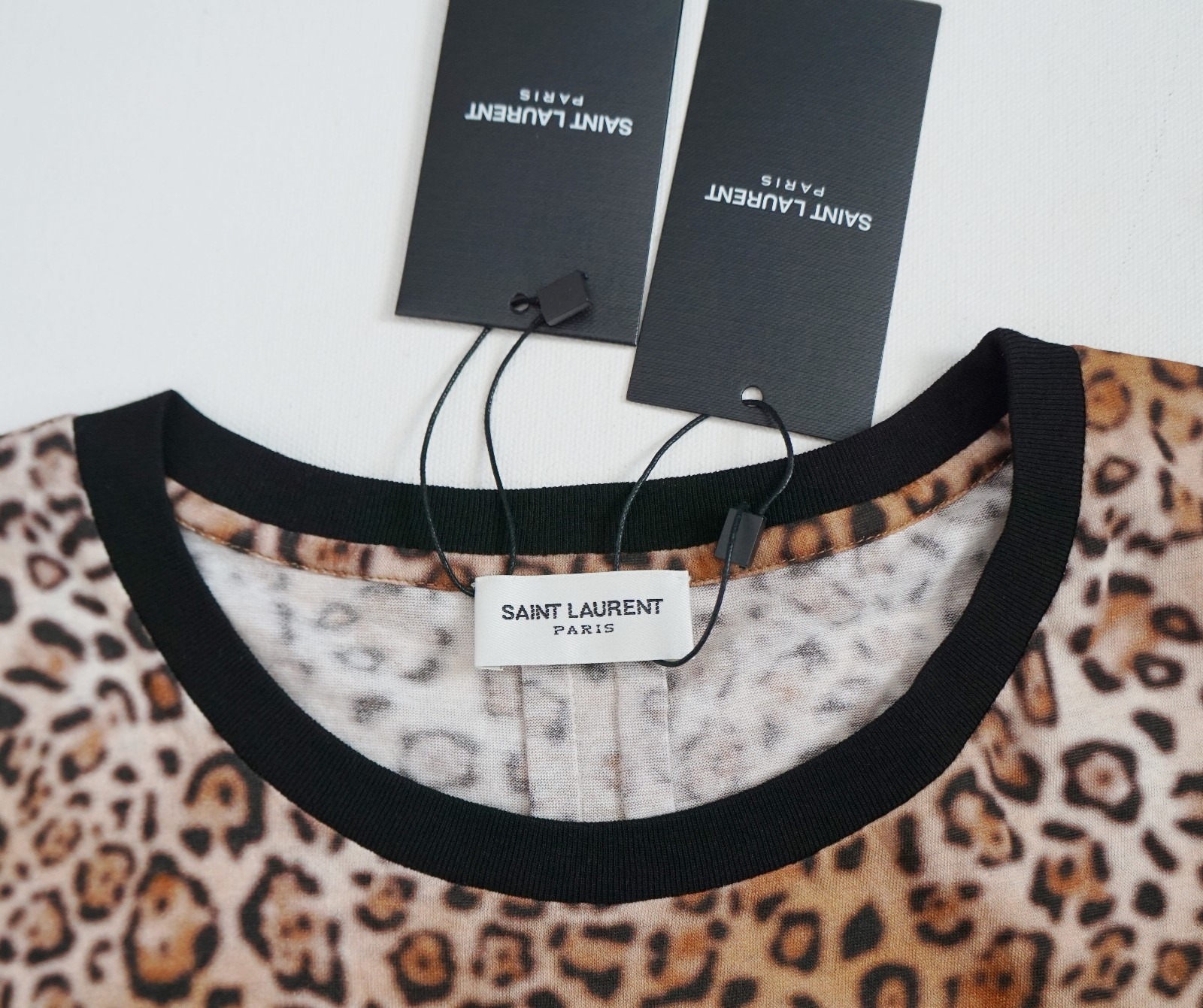 T shirt top SAINT LAURENT Paris con animali stampati LEOPARDO 100% cotone L