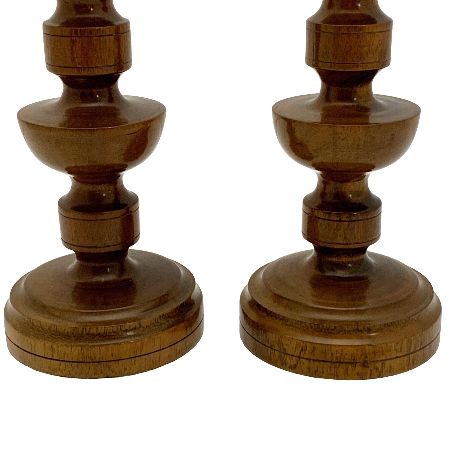 Handcrafted Turned Wood Candlesticks Taper Candle Holders Felt Bottoms Pair eBay