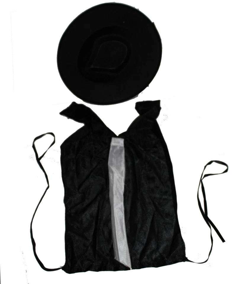 Gangster Mafia Kids Size Costume L (10-12) Black vest White Tie with  Black Hat - Image 2 of 4