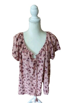 Studio B by Bobeau plus sz 2X Blouse Pink and Purple floral print ss top 