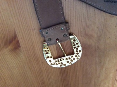 Vintage Calderon Belt Handmade Tan Suede Gold Buckle Womens  display picture 3