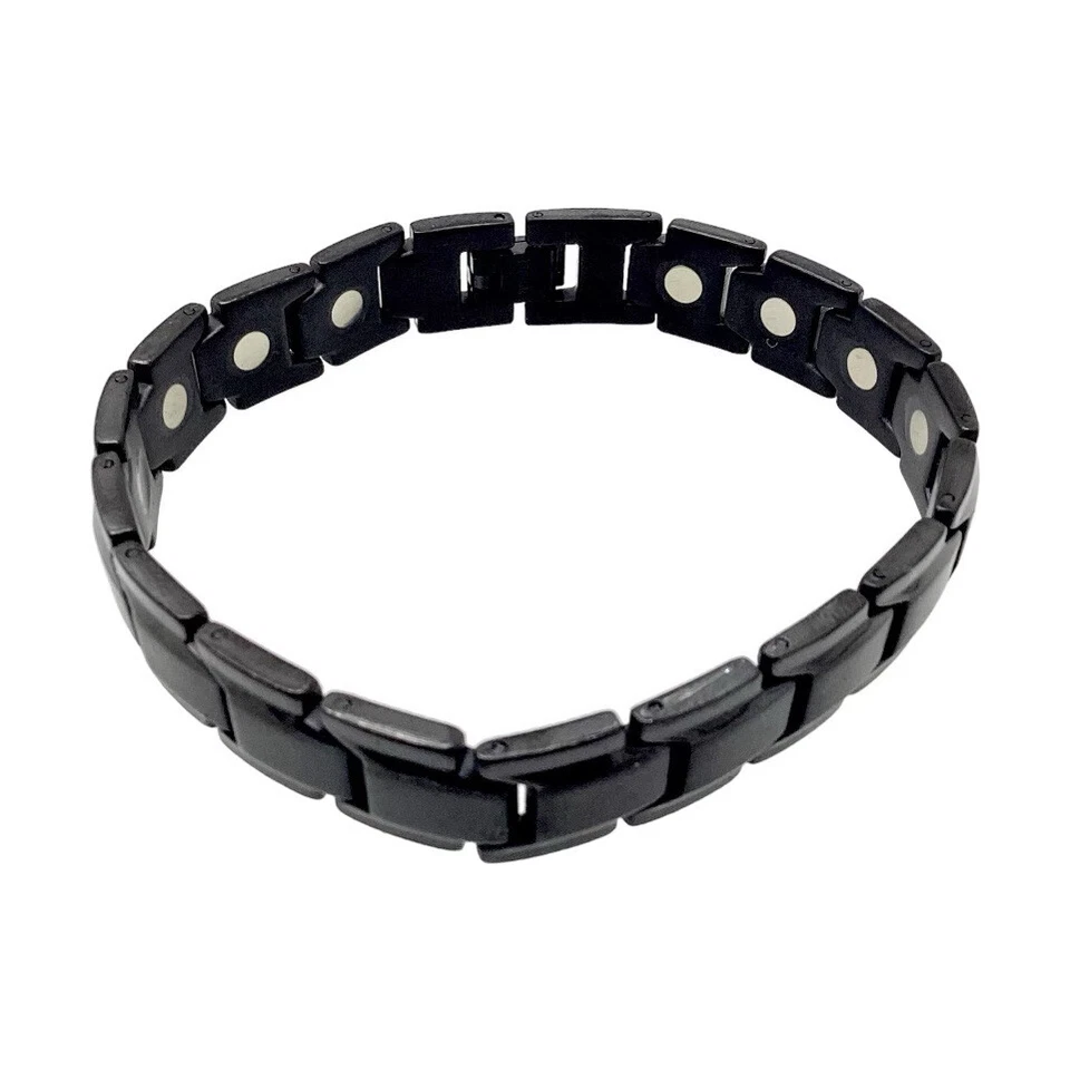 Smarter Lifestyle Bracelet Magnetic Therapy 8.5 in Unisex Black Titanium Metal - Image 3 of 4