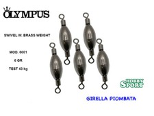 GIRELLA PIOMBATA OLYMPUS  6 GR MOD. 6001 SWIVEL W. BRASS WEIGHT FIUME TROTA MARE