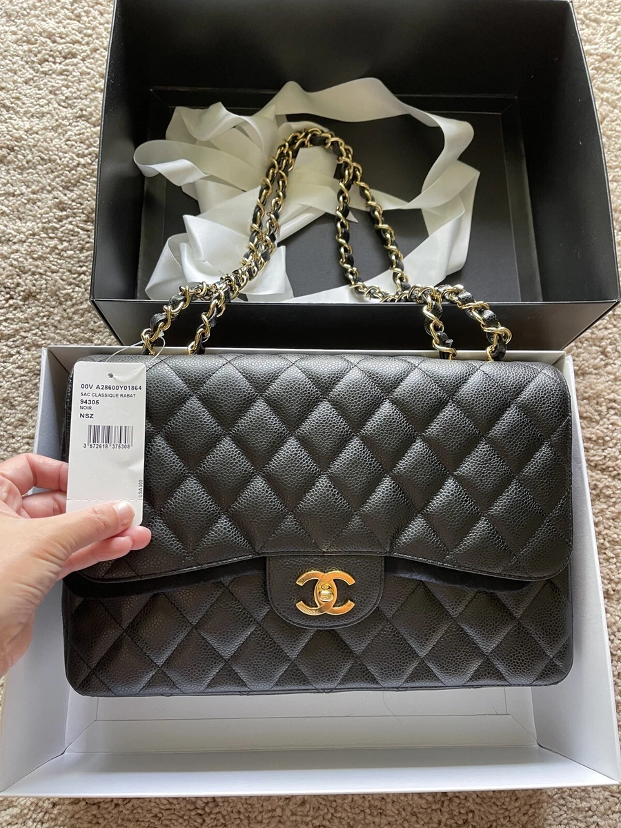 Buy Chanel Jumbo Single Flap Bag In Black Caviar Leather