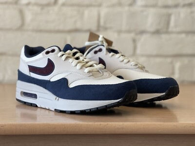 Nike Air Max 1 Coconut Burgundy Blue Casual Shoes Men 7/Women 8.5