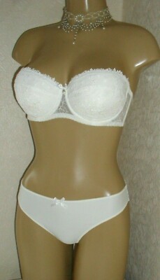 Corin Charlotte Bridal Push Up Balcony Multiway Bra & Thong Size 32DD & S Cream