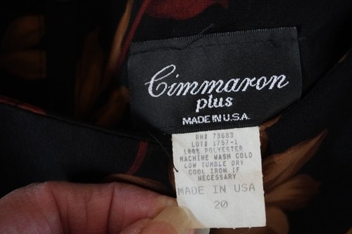 Cimmaron Plus women's long black sleeveless dress brown rust florals size 20 EUC - Picture 3 of 3