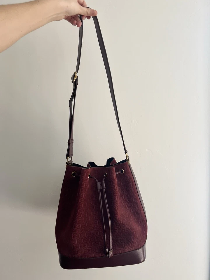 Saint Laurent Suede Monogram Bucket Bag - Image 2 of 4