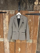 Jasper Conran Blazer Jacket Multicoloured Check Shoulder Pads Lined Women's 12