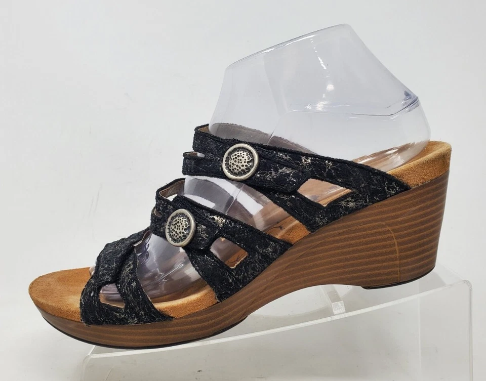 Romika черный с ремешками сандалии туфли США 9 EUR 40 каблуки - Изображение 2 из 4