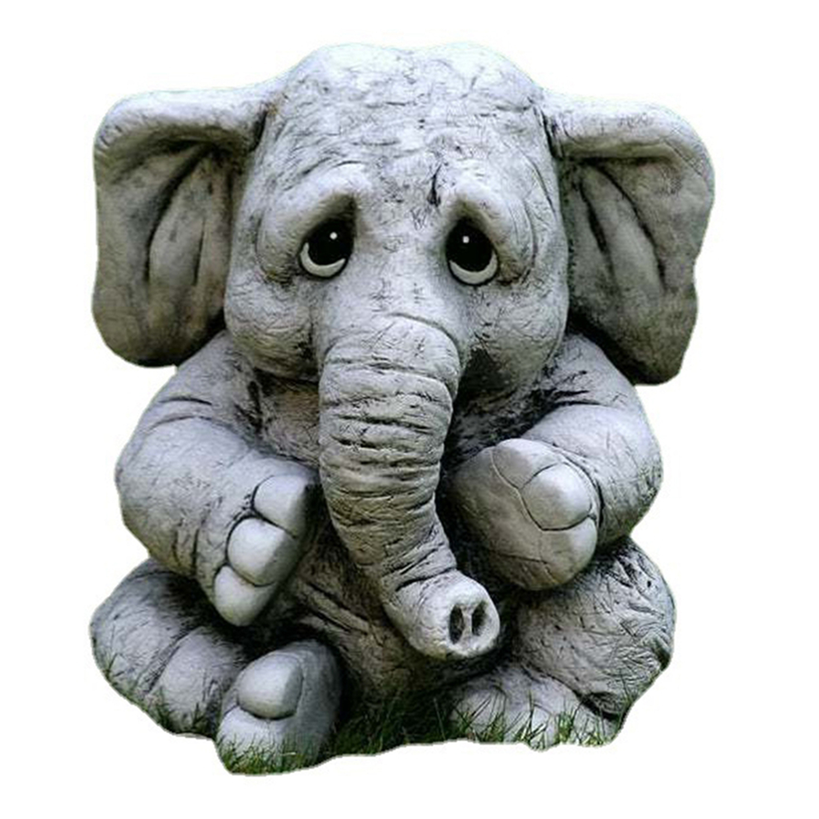 Elephant Statues Garden Sitting Elephant Figurine Resin Craft Sculpture