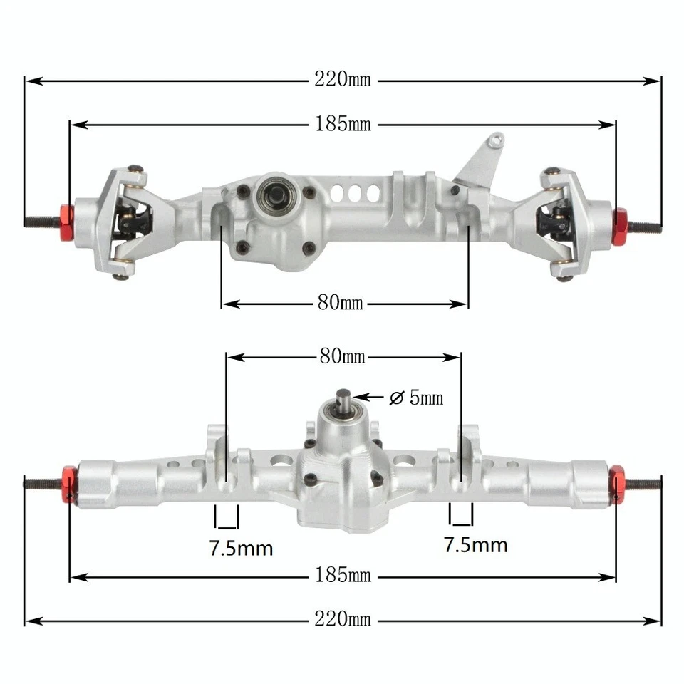 CNC Metal Front & Rear Axle For 1/10 RC Crawler Axial SCX10 III AXI03014 Upgrade - Image 2 of 4