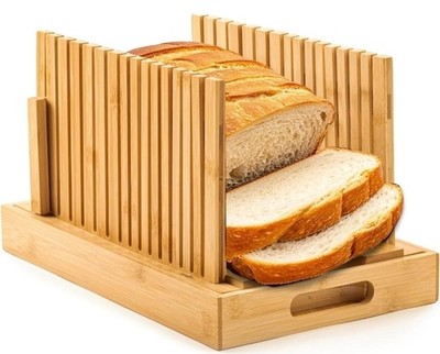 Bread Slicer for Homemade Bread, Bamboo Bread Slicing Guide Adjustable Width