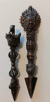 2 Tibetan Buddhism Vajra Dorje Brass Tantric Meditation Ritual Phurba Dagger