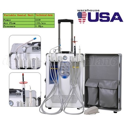 Portable Dental Mobile Delivery Unit Cart Treatment System Compressor Air 4 Hole