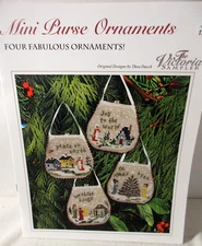 NEW Victoria Sampler MINI PURSE ORNAMENTS Counted Cross Stitch Pattern