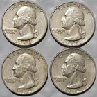 1962-D Washington Quarters 25¢ 90% Silver Coins Lot (Set of 4) Denver Mint