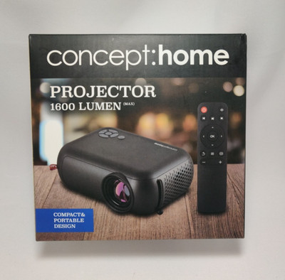 Concept Home C3 Mini Portable In/Out door 1600 Lumen Projector New Remote Bundle