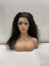 Natural Black Water Wave Human Hair Blend 13x4 Lace Front 180 Density Wig, 20"