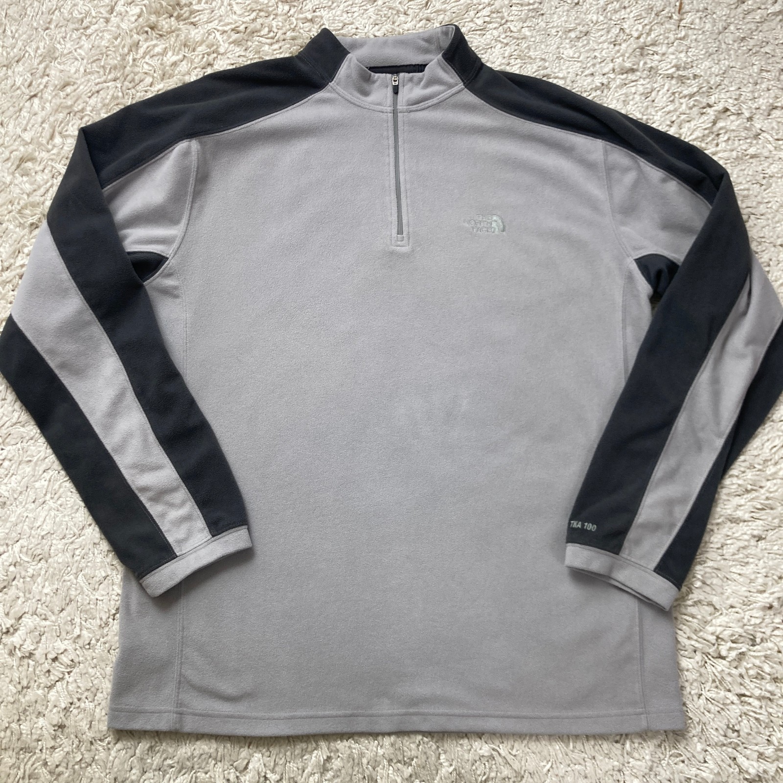 The North Face Fleece Sweater Mens Large Gray 1/4 Zip TKA 100 Long Sleeve