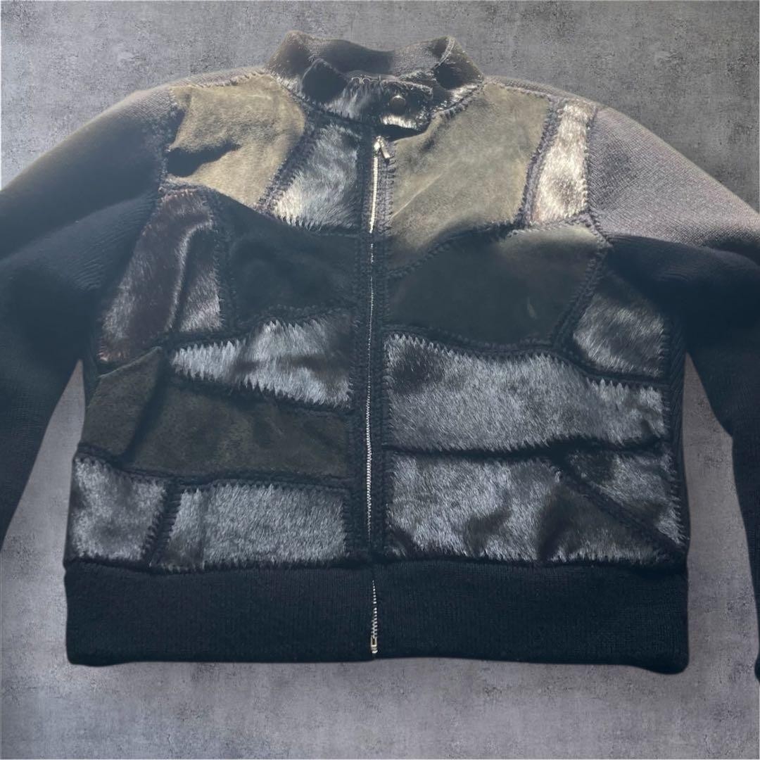 M Size Leather Jacket 90S Patchwork Horseskin Har… - image 6