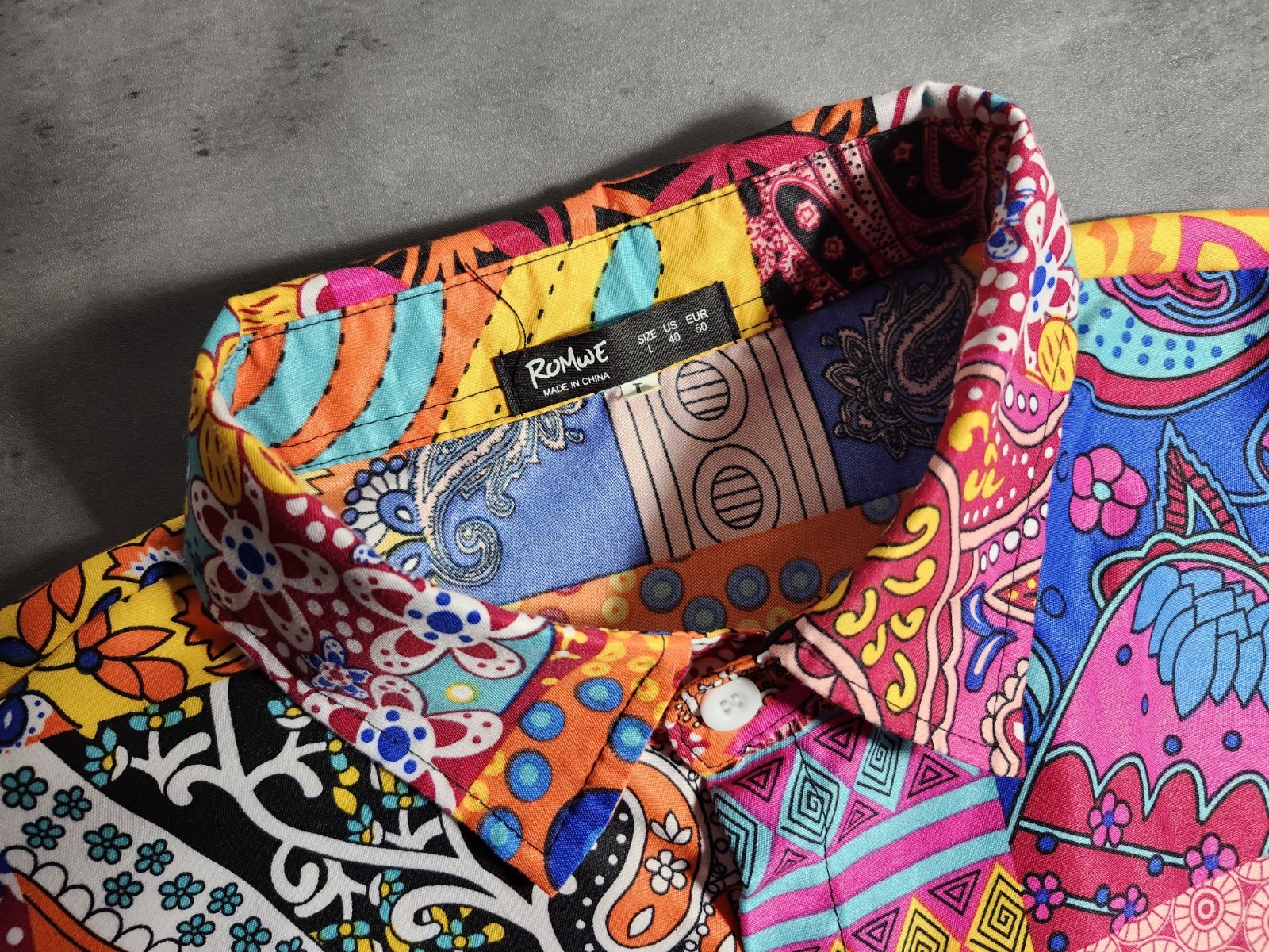 Romwe Multicolor Paisley Patchwork-Like Shirt for… - image 3