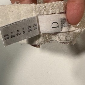 VTG Malizia by La Perla Ivory Silk Lace Underwire Full Coverage Bra Size 36D