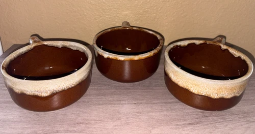 Vintage Monmouth Western Stoneware Brown Drip Soup Mug w/Handle – Maple Leaf – S